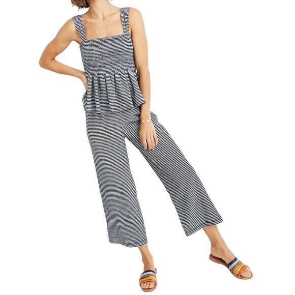 MADEWELL Texture & Thread Smocked Peplum Wide Leg Crop Pants 2 Pc Set L